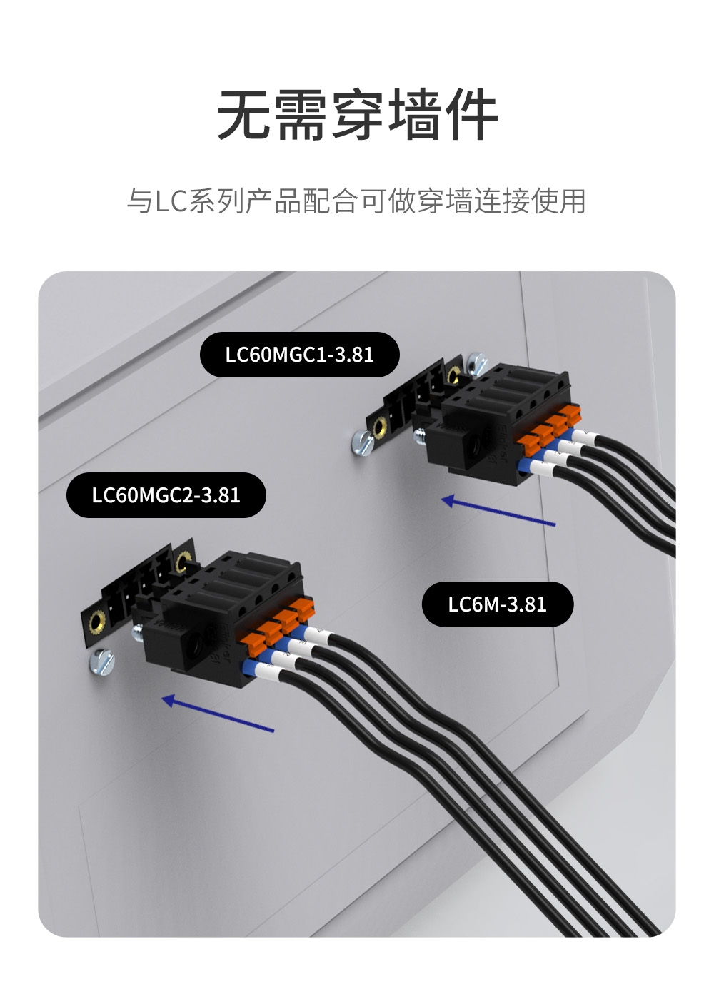 LC60MGC1-3.81黑色穿墙插拔弹窗式接线端子