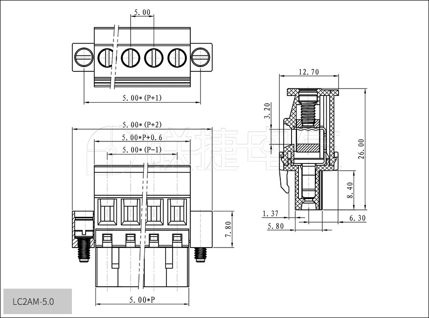 上海联捷电气LC2AM-5.08插拔式接线端子