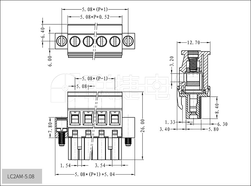 上海联捷电气LC2AM-5.08插拔式接线端子