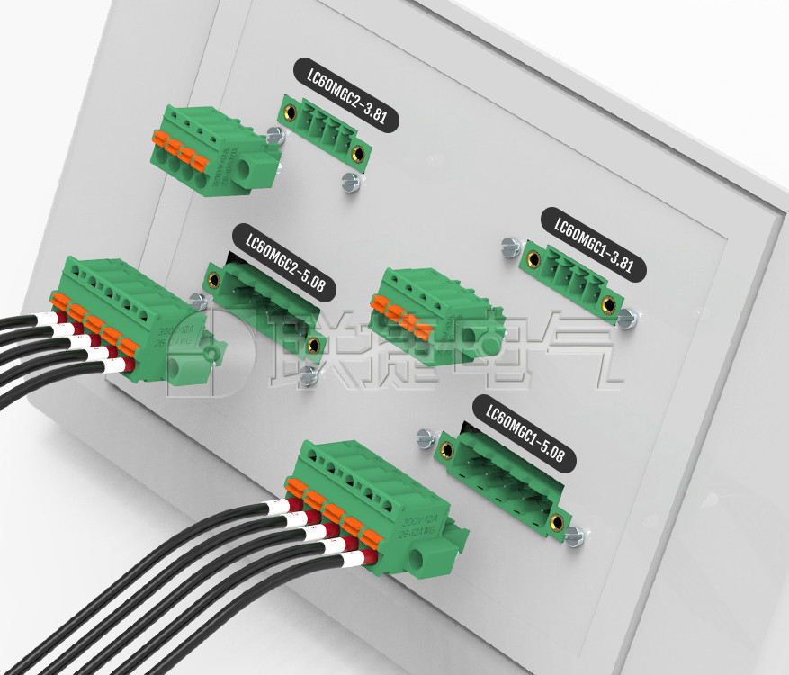 上海联捷LC60MGC1-3.81弹簧插拔式穿墙端子