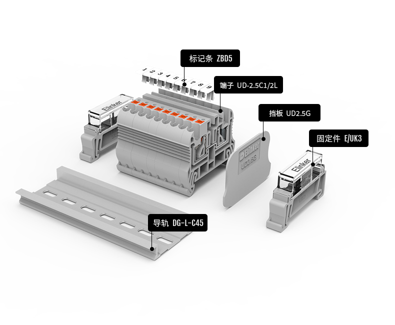UDC1-2.5上海联捷轨道式可插拔接线端子弹簧快速接线